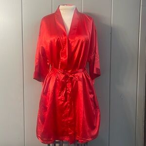 Turquaz Women's Robe Red Satin Kimono Style
